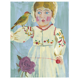 Girl with bird Print