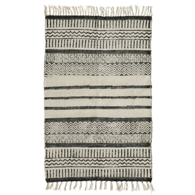 Denmark Gray Cotton Rug (Stripe)