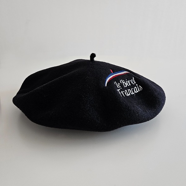 르 베레 프랑세 블랙 로고자수 베레모 Le beret francais
